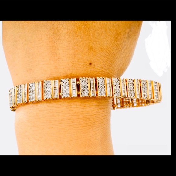6.44 cttws GENUINE DIAMOND 10K GOLD BRACELET - Picture 12 of 16